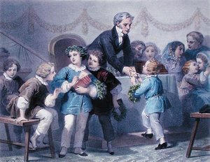 Palkintojenjakotilaisuus, kaiverrettu Henier, Bettannier ja Morlon (värilitho) tekijältä Jules Marie (after) Desandre