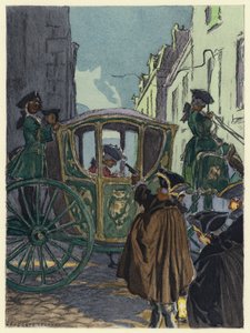 Kuvitus Casanovan muistelmiin (värilitografia) tekijältä Jules Marie Auguste Leroux