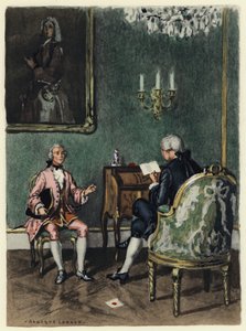 Kuvitus Casanovan muistelmiin (värilitografia) tekijältä Jules Marie Auguste Leroux