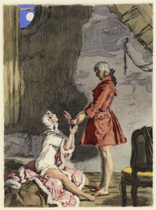 Kuvitus Casanovan muistelmiin (värilitografia) tekijältä Jules Marie Auguste Leroux