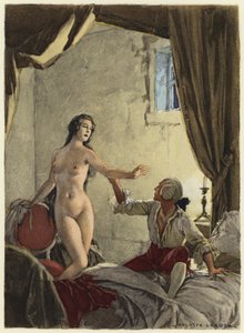 Kuvitus Casanovan muistelmiin (värilitografia) tekijältä Jules Marie Auguste Leroux