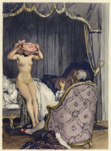 Kuvitus Casanovan muistelmiin (värilitografia) tekijältä Jules Marie Auguste Leroux