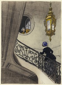 Kuvitus Casanovan muistelmiin (värilitografia) tekijältä Jules Marie Auguste Leroux
