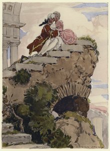 Kuvitus Casanovan muistelmiin (värilitografia) tekijältä Jules Marie Auguste Leroux