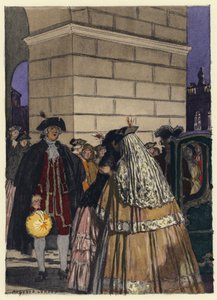 Kuvitus Casanovan muistelmiin (värilitografia) tekijältä Jules Marie Auguste Leroux