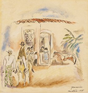 Figuuriryhmä, Mies vihreillä ruudullisilla housuilla tekijältä Jules Pascin