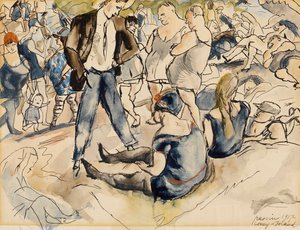 Figuurit rannalla, Coney Island, 1917 (wc paperilla) tekijältä Jules Pascin
