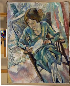 Tyttö vihreässä lukemassa, 1917 tekijältä Jules Pascin
