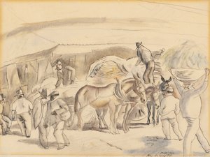 Harvesterit, 1917 (wc paperilla) tekijältä Jules Pascin