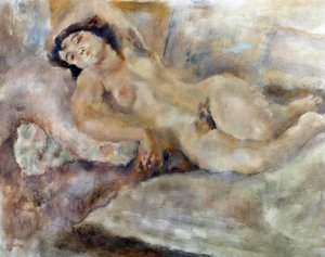 Manolita Laaja alaston nainen. Jules Pascinin (1885-1930) maalaus 1929 Pariisi. Kaupungin modernin taiteen museo