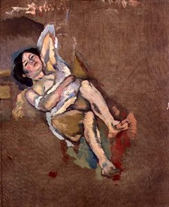 Limousin -nainen, n. 1908 (öljy kankaalle) tekijältä Jules Pascin