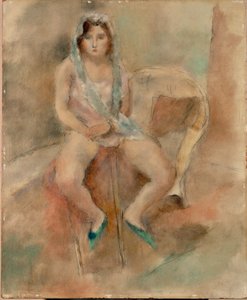 Nuori nainen, istuu tekijältä Jules Pascin