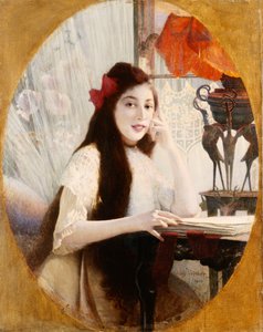 Nuoren tytön muotokuva pöydällä, 1904 tekijältä Jules Verdier