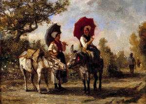 La promenade aasin Jules Veyrassatin maalaus (1828-1893) 1800-luku Yksityinen kokoelma