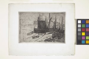 Veneet Port Erinissä - Mansaari (etsaus) tekijältä Julian Alden Weir