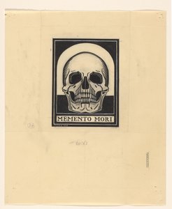 Ihmisen kallo Memento mori (otsikko esineessä) tekijältä Julie de Graag (signed by artist)
