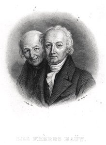 Hauyn veljekset: Rene-Just (1743-1822) ja Valentin Hauy (1745-1822), kaiverrus Alphonse Boilly (1801-67) (kaiverrus) (m/w kuva) tekijältä Julien Leopold (after) Boilly