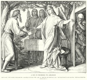 Aabrahamille on luvattu poika (kaiverrus) tekijältä Julius (after) Schnorr von Carolsfeld
