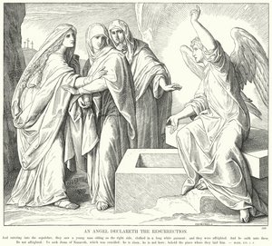 Enkeli julistaa ylösnousemuksen (kaiverrus) tekijältä Julius (after) Schnorr von Carolsfeld