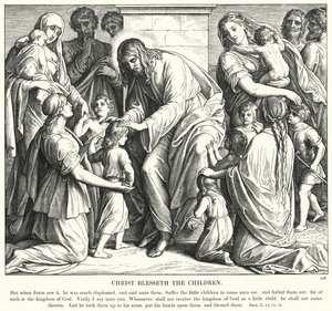 Kristus siunaa lapsia (kaiverrus) tekijältä Julius (after) Schnorr von Carolsfeld