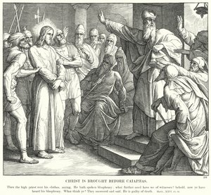 Kristus tuodaan Kaifaan eteen (kaiverrus) tekijältä Julius (after) Schnorr von Carolsfeld