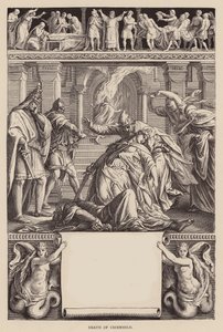 Nibelungien laulu: Criemhildin kuolema (kaiverrus) tekijältä Julius (after) Schnorr von Carolsfeld
