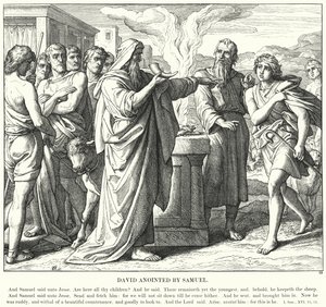 Samuelin voideltu David (kaiverrus) tekijältä Julius (after) Schnorr von Carolsfeld