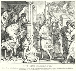 Saulin tyttären halveksima David (kaiverrus) tekijältä Julius (after) Schnorr von Carolsfeld