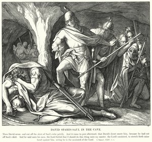 David säästää Saulin luolassa (kaiverrus)