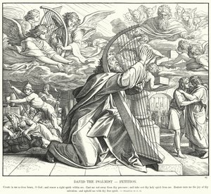 Daavid psalmista, vetoomus (kaiverrus) tekijältä Julius (after) Schnorr von Carolsfeld