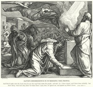 Daavidin tottelemattomuus ihmisten numeroinnissa (kaiverrus) tekijältä Julius (after) Schnorr von Carolsfeld