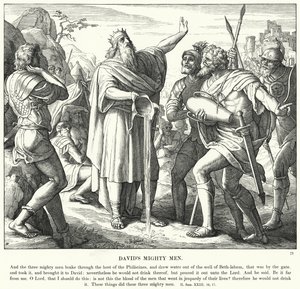 Davidin mahtavat miehet (kaiverrus) tekijältä Julius (after) Schnorr von Carolsfeld
