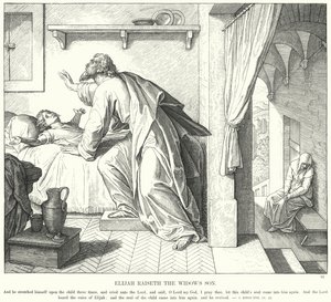 Elijah Raiseth lesken poika (kaiverrus) tekijältä Julius (after) Schnorr von Carolsfeld