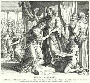 Esther on Made Queen (kaiverrus) tekijältä Julius (after) Schnorr von Carolsfeld