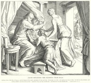 Jaakob saa siunauksen Iisakilta (kaiverrus) tekijältä Julius (after) Schnorr von Carolsfeld