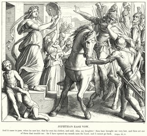 Jephthan ihottuma lupaus (kaiverrus) tekijältä Julius (after) Schnorr von Carolsfeld