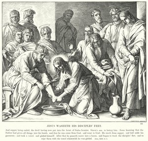 Jeesus pesee opetuslastensa jalat (kaiverrus) tekijältä Julius (after) Schnorr von Carolsfeld
