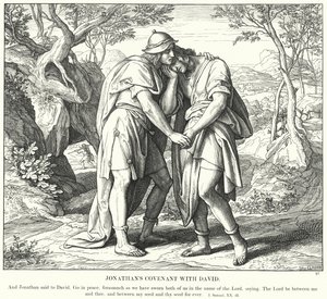 Joonatanin liitto Daavidin kanssa (kaiverrus) tekijältä Julius (after) Schnorr von Carolsfeld