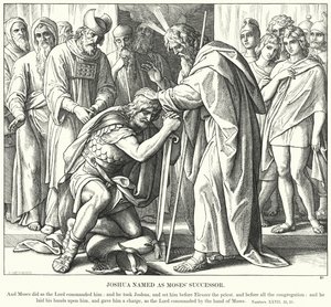 Joshua nimetty Mooseksen seuraajaksi (kaiverrus) tekijältä Julius (after) Schnorr von Carolsfeld