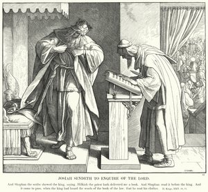 Josiah lähettää tiedustelemaan Herraa (kaiverrus) tekijältä Julius (after) Schnorr von Carolsfeld