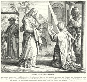 Marian vierailu Elisabethin luo (kaiverrus) tekijältä Julius (after) Schnorr von Carolsfeld