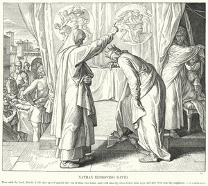 Nathan Reproving David (kaiverrus) tekijältä Julius (after) Schnorr von Carolsfeld