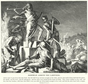 Nehemia Armeth työläiset (kaiverrus) tekijältä Julius (after) Schnorr von Carolsfeld