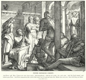 Pietari kieltää Kristuksen (kaiverrus) tekijältä Julius (after) Schnorr von Carolsfeld