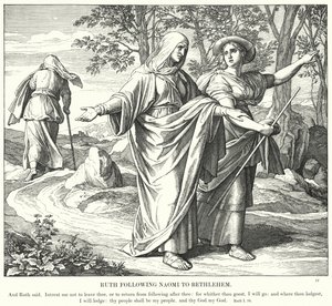 Ruth Naomin perässä Betlehemiin (kaiverrus) tekijältä Julius (after) Schnorr von Carolsfeld