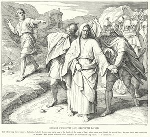 Shimei Curseth ja Stoneth David (kaiverrus) tekijältä Julius (after) Schnorr von Carolsfeld