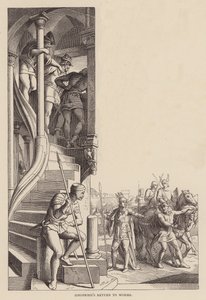 Siegfriedin paluu Wormsiin (kaiverrus) tekijältä Julius (after) Schnorr von Carolsfeld