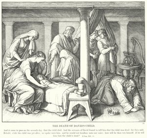 Davidin lapsen kuolema (kaiverrus) tekijältä Julius (after) Schnorr von Carolsfeld