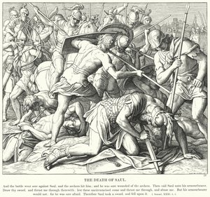 Saulin kuolema (kaiverrus) tekijältä Julius (after) Schnorr von Carolsfeld