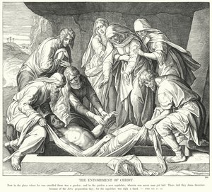 Kristuksen hautaus (kaiverrus) tekijältä Julius (after) Schnorr von Carolsfeld